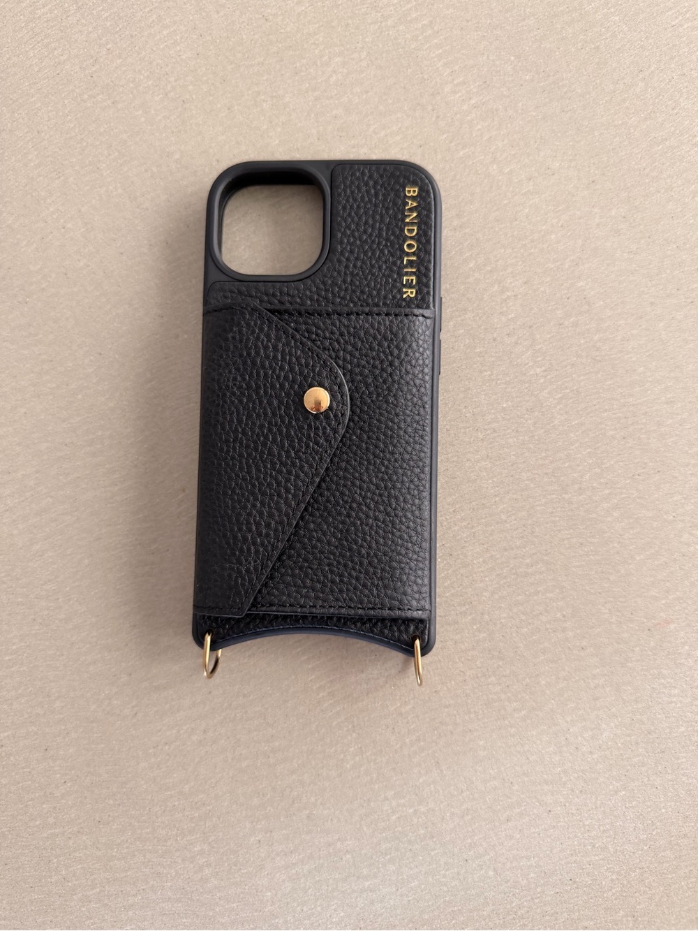 Bandolier Black with Gold Accent iPhone 15 Crossbody Case